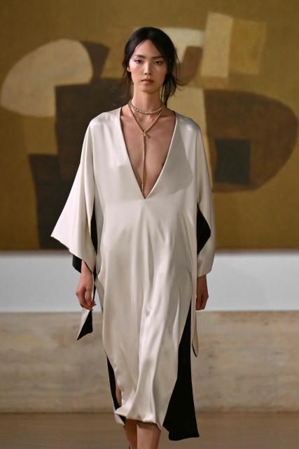 A model walks the runway during Fendi's first Women Haute Couture Fall/Winter 2026-2027 collection at the National Gallery of Modern and Contemporary Art in Rome on July 9, 2026. Fendi celebrates the first haute couture show by newly seated designer Maria Grazia Chiuri in its home city of Rome along with a homage to longtime couturier Karl Lagerfeld. (Photo by Alberto PIZZOLI / AFP)