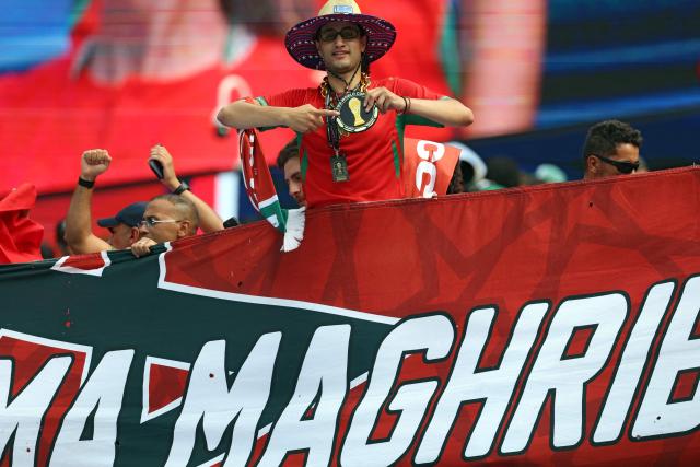 Moroccan fans cheer for their team ahead of the 2026 World Cup football tournament quarter-final match between France and Morocco at Boston Stadium in Foxborough on July 9, 2026.  (Photo by Odd ANDERSEN / AFP)