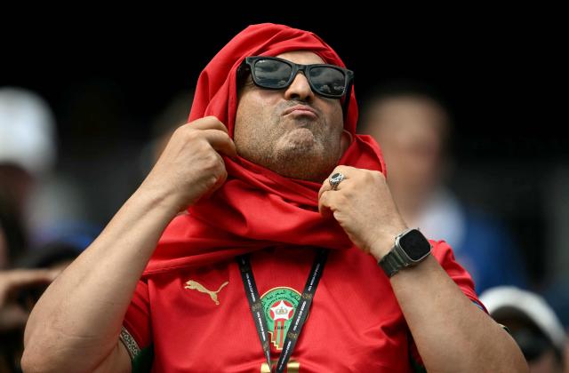 A Moroccan fan attends the 2026 World Cup football tournament quarter-final match between France and Morocco at Boston Stadium in Foxborough on July 9, 2026.  (Photo by MAURO PIMENTEL / AFP)