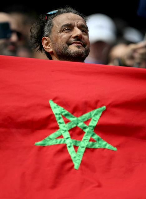A Moroccan fan attends the 2026 World Cup football tournament quarter-final match between France and Morocco at Boston Stadium in Foxborough on July 9, 2026.  (Photo by MAURO PIMENTEL / AFP)
