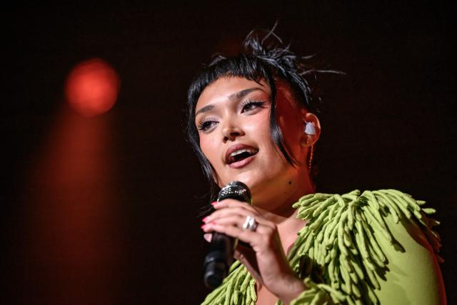 British singer and songwriter Joy Crookes performs during the 60th Montreux Jazz Festival, in Montreux on July 9, 2026. (Photo by Fabrice COFFRINI / AFP)