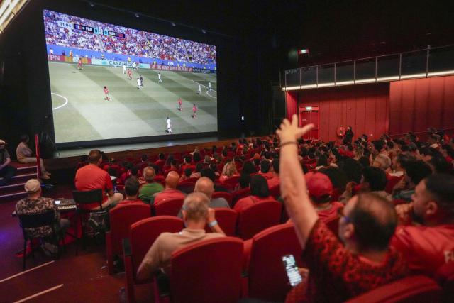 Morocco's football fans watch the 2026 World Cup quarter final football match between France and Morocco at the Meervaart theater and convention center in Amsterdam, on July 9 2026. (Photo by Phil NIJHUIS / ANP / AFP) / Netherlands OUT
