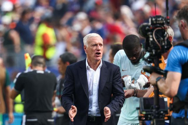 France's head coach Didier Deschamps gestures on the touchline during the 2026 World Cup football tournament quarter-final match between France and Morocco at Boston Stadium in Foxborough on July 9, 2026.  (Photo by FRANCK FIFE / AFP)