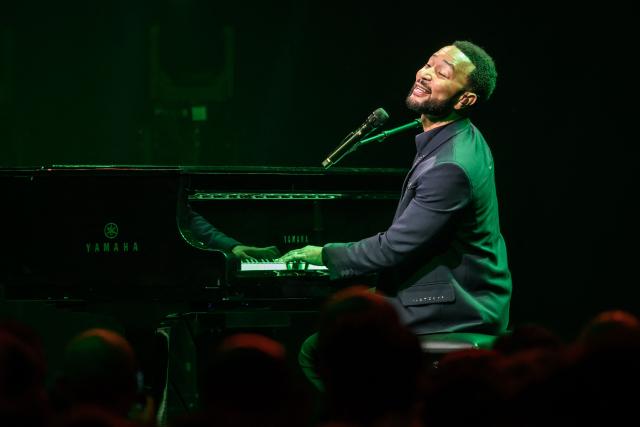 US singer, songwriter and pianist John Legend performs during the 60th Montreux Jazz Festival, in Montreux on July 9, 2026. (Photo by Fabrice COFFRINI / AFP)