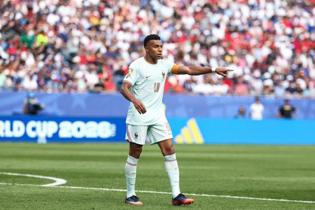 France's forward #10 Kylian Mbappe gestures during the 2026 World Cup football tournament quarter-final match between France and Morocco at Boston Stadium in Foxborough on July 9, 2026.  (Photo by FRANCK FIFE / AFP)