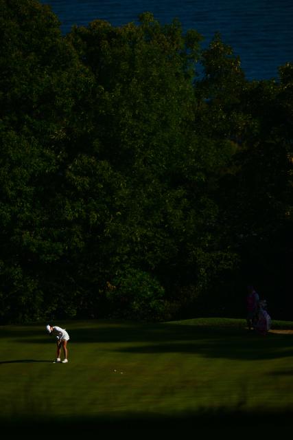 Thailand's Pajaree Anannarukarn competes during the second round of the Amundi Evian Championship at Evian Resort Golf Club, in Evian-Les-Bains, center eastern France on July 9, 2026. (Photo by OLIVIER CHASSIGNOLE / AFP)