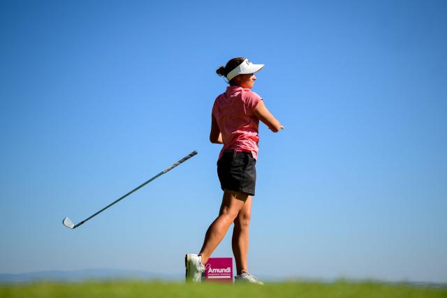 US Amanda Doherty competes during the second round of the Amundi Evian Championship at Evian Resort Golf Club, in Evian-Les-Bains, center eastern France on July 9, 2026. (Photo by OLIVIER CHASSIGNOLE / AFP)