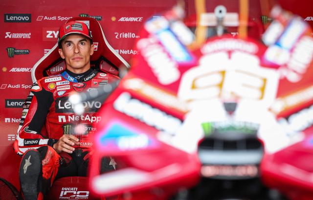 Team Ducati Lenovo Team's Marc Marquez prepares the first practice session at the Sachsenring race circuit prior to the MotoGP Grand Prix of Germany in Hohenstein-Ernstthal, eastern Germany, on July 10, 2026. (Photo by Ronny HARTMANN / AFP)