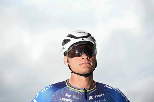 Alpecin - Premier Tech team's Dutch rider Mathieu van der Poel awaits the start of the 7th stage of the 113th edition of the Tour de France cycling race, 175 km between Hagetmau and Bordeaux in southwestern France, on July 10, 2026. (Photo by Loic VENANCE / AFP)