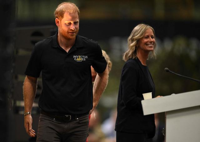 Britain's Prince Harry, Duke of Sussex, arrives to speak during an event to mark the 'Invictus Games Birmingham 2027: One Year To Go', at the NEC in Birmingham, central England on July 10, 2026. (Photo by Oli SCARFF / AFP)