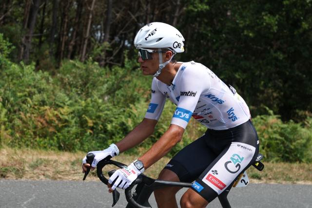 UAE Team Emirates - XRG's Mexican rider Isaac Del Toro wearing the best young rider's white jersey cycles during the 7th stage of the 113th edition of the Tour de France cycling race, 175,1 km between Hagetmau and Bordeaux in southwestern France, on July 10, 2026. (Photo by Anne-Christine POUJOULAT / AFP)