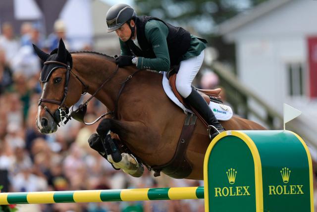 Ireland's Trevor Breen competes on the horse Highland President during the Falsterbo Nations Cup 2026 international show jumping event as part of the Falsterbo Horse Show in Falsterbo, Sweden, on July 10, 2026. (Photo by Andreas Hillergren/TT / TT News Agency / AFP) / Sweden OUT