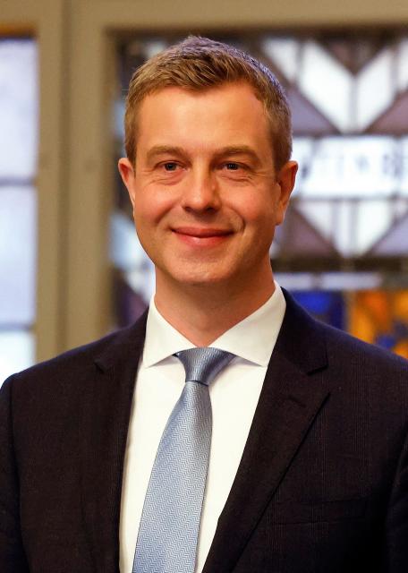 (FILES) CDU Berlin's General Secretary and then Berlin's new Finance Senator Stefan Evers poses during a handover ceremony at the Red City Hall (Rotes Rathaus) in Berlin on April 27, 2023. Berlin is set to get its first conservative mayor in more than two decades after the city's Christian Democrats (CDU) presented a coalition agreement with the Social Democrats (SPD). The conservatives topped the polls in a rerun election in February 2023 after the chaotic initial vote in 2021 was found not to meet basic procedural standards. (Photo by Odd ANDERSEN / AFP) / ALTERNATIVE CROP