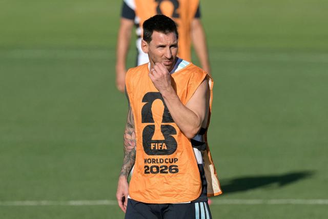 Argentina's forward #10 Lionel Messi takes part in a training session at Sporting KC Training Centre in Kansas City on July 10, 2026, on the eve of the 2026 World Cup football match between Argentina and Switzerland. (Photo by JUAN MABROMATA / AFP)