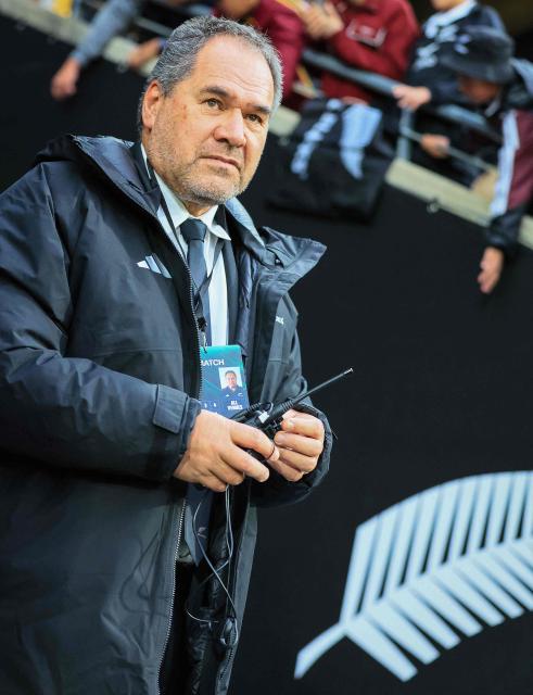 New Zealand head coach Dave Rennie looks on during the Nations Championship match between the New Zealand All Blacks and Italy at HNRY Stadium in Wellington on July 11, 2026. (Photo by Grant Down / AFP)