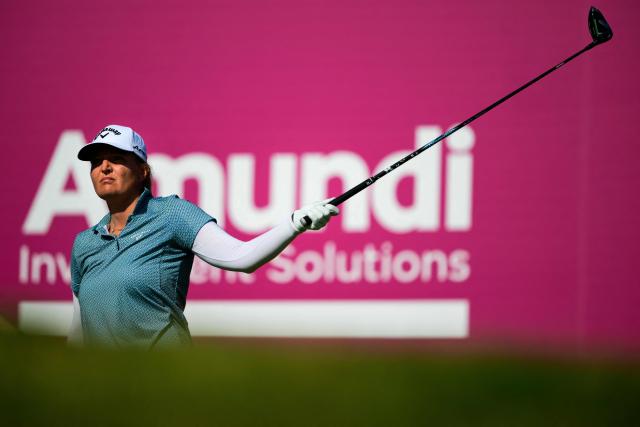 France's Perrine Delacour competes during the third round of the Amundi Evian Championship at Evian Resort Golf Club, in Evian-Les-Bains, central-eastern France on July 11, 2026. (Photo by OLIVIER CHASSIGNOLE / AFP)
