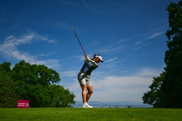 Thai Atthaya "Jeeno" Thitikul competes during the third round of the Amundi Evian Championship at Evian Resort Golf Club, in Evian-Les-Bains, central-eastern France on July 11, 2026. (Photo by OLIVIER CHASSIGNOLE / AFP)