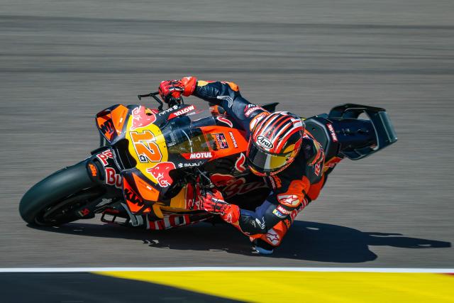 Team Red Bull KTM Tech3's Maverick Vinales steers his motorbike during the free practice session at the Sachsenring race track in Hohenstein-Ernstthal near Chemnitz, eastern Germany, on July 11, 2026, ahead of the German Motorcycle MotoGP Grand Prix. (Photo by Ronny HARTMANN / AFP)