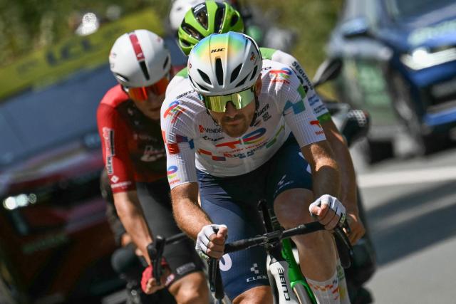 TotalEnergies team's French rider Thibault Guernalec leads a breakaway during the 8th stage of the 113th edition of the Tour de France cycling race, 180,4 km between Perigueux and Bergerac in southwestern France, on July 11, 2026. (Photo by Jeff PACHOUD / AFP)