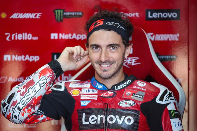 Team Ducati Lenovo Team's Francesco Bagnaia prepares for the free practice session of the MotoGP German motorcycle Grand Prix at the Sachsenring racing circuit, in Hohenstein-Ernstthal near Chemnitz, eastern Germany on July 11, 2026. (Photo by Ronny HARTMANN / AFP)