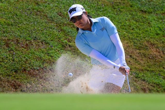 US' Auston Kim competes during the third round of the Amundi Evian Championship at Evian Resort Golf Club, in Evian-Les-Bains, central-eastern France on July 11, 2026. (Photo by OLIVIER CHASSIGNOLE / AFP)