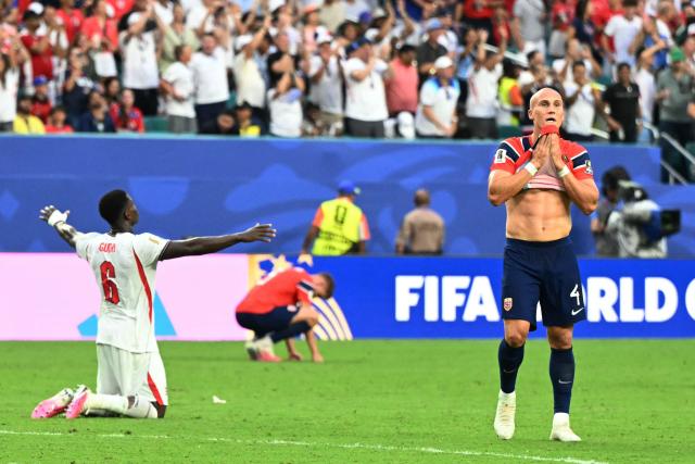 Norway's defender #04 Leo Ostigard reacts after losing the 2026 World Cup football tournament quarter-final match between Norway and England at Miami Stadium in Miami Gardens on July 11, 2026.  (Photo by CHANDAN KHANNA / AFP)