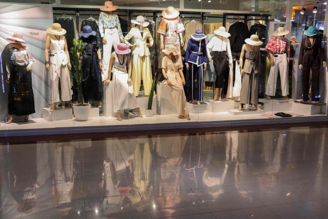 This photograph taken on July 1, 2026 shows mannequins displaying women's clothes at a shopping centre in Herat. Businesses in Afghanistan's western city of Herat have suffered from a downturn in female customers opting to stay home following a recent crackdown by morality police on women's attire, according to shopkeepers, drivers and residents. (Photo by Mohsen KARIMI / AFP)