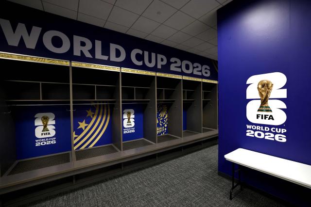 A view of the locker room at the Dallas Stadium in Arlington on July 12, 2026, ahead of the 2026 World Cup football tournament semi-final match between France and Spain on July 14.  (Photo by FRANCK FIFE / AFP)