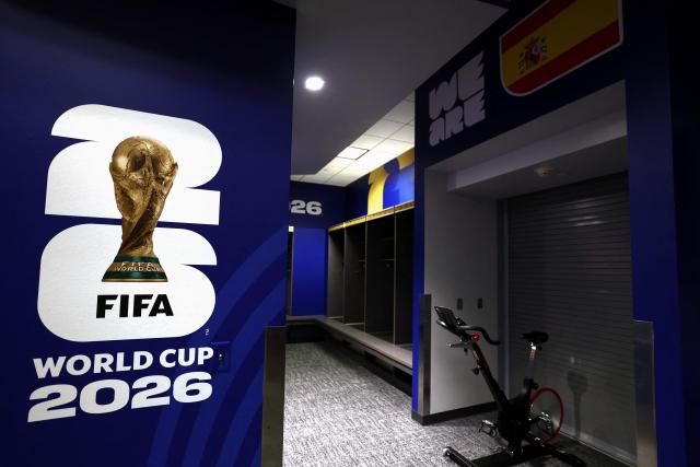 A view of the locker rooms at the Dallas Stadium in Arlington on July 12, 2026, ahead of the 2026 World Cup football tournament semi-final match between France and Spain on July 14.  (Photo by FRANCK FIFE / AFP)