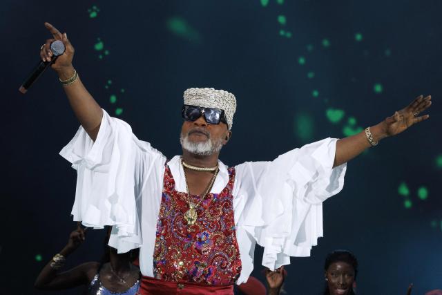 Congo's singer Koffi Olomide performs at the Koning Boudewijnstadion in Brussels on July 12, 2026. (Photo by NICOLAS MAETERLINCK / Belga / AFP) / Belgium OUT