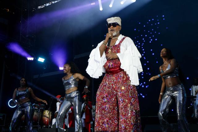 Congo's singer Koffi Olomide performs at the Koning Boudewijnstadion in Brussels on July 12, 2026. (Photo by NICOLAS MAETERLINCK / Belga / AFP) / Belgium OUT