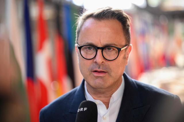 Luxembourg's Foreign Minister Xavier Bettel addresses media during a Foreign Affairs Coucnil meeting at the EU headquarters in Brussels on July 13, 2026. (Photo by JOHN THYS / AFP)