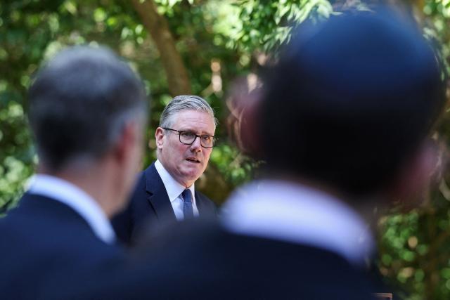 Britain's Prime Minister Keir Starmer speaks during a reception with members of the Jewish community to discuss efforts to tackle antisemitism, at 10 Downing Street, in London, on July 13, 2026. (Photo by Suzanne Plunkett / POOL / AFP)