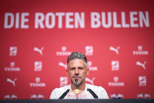 Argentinian coach Martin Demichelis speaks during a press conference on his presentation as Leipzig's new head coach at the training grounds of German first division Bundesliga football club RB Leipzig in Leipzig, eastern Germany on July 13, 2026. (Photo by Ronny HARTMANN / AFP)