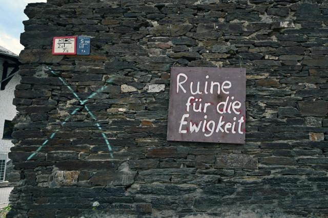 A photo shows a closed restaurant near Mayschoss, western Germany on July 13, 2026, five years after the dramatic floods of July 14 and 15, 2021 in Rhineland-Palatinate and North Rhine-Westphalia. More than 180 people lost their lives in severe floods that pummelled western Germany in mid-July 2021, raising questions about whether enough was done to forewarn residents. (Photo by Ina FASSBENDER / AFP)
