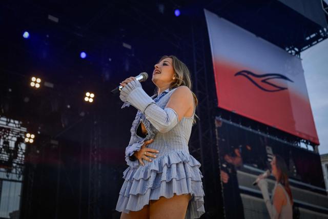 Belgian singer Helena performs on stage during the 42nd Francofolies music festival, in La Rochelle, western France, on July 13, 2026. Created in 1985, the festival is dedicated to French-language and francophone music and runs until July 14, 2026. (Photo by Philippe LOPEZ / AFP)