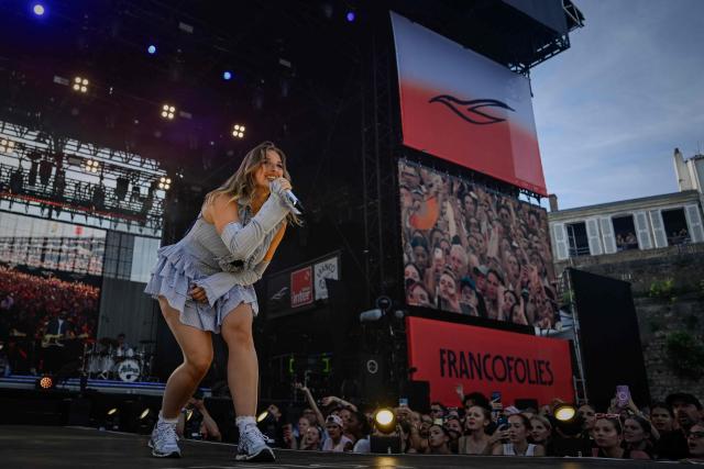 Belgian singer Helena, aka Helena Bailly, performs on stage during the 42nd Francofolies music festival, in La Rochelle, western France, on July 13, 2026. Created in 1985, the festival is dedicated to French-language and francophone music and runs until July 14, 2026. (Photo by Philippe LOPEZ / AFP)