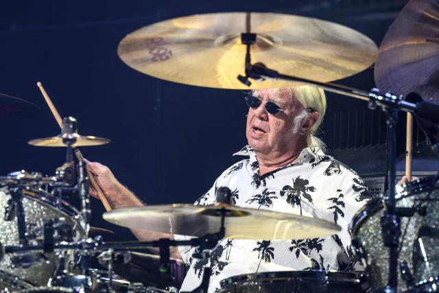 Drummer Ian Paice of the British rock band Deep Purple performs during the 60th Montreux Jazz Festival in Montreux, Switzerland, on July 13, 2026. (Photo by Fabrice COFFRINI / AFP)