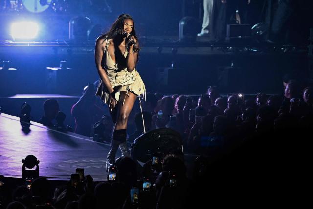 French-Malian singer Aya Nakamura performs on stage during the 42nd Francofolies music festival, in La Rochelle, western France, on July 13, 2026. Created in 1985, the festival is dedicated to French-language and francophone music and runs until July 14, 2026. (Photo by Philippe LOPEZ / AFP)