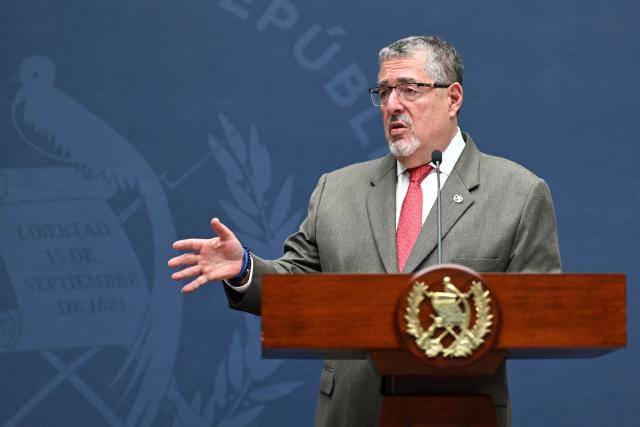 Guatemala's President Bernardo Arevalo speaks during his weekly press conference at the Culture Palace in Guatemala City on July 13, 2026. (Photo by Johan ORDONEZ / AFP)