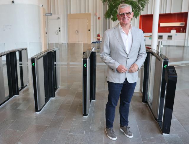 Borje Ekholm, CEO of Swedish multinational networking and telecommunications company  Ericsson, poses before commenting on the company's latest interim report at their headquarters in Stockholm, Sweden, on July 14, 2026. (Photo by Par BACKSTROM / TT NEWS AGENCY / AFP) / Sweden OUT