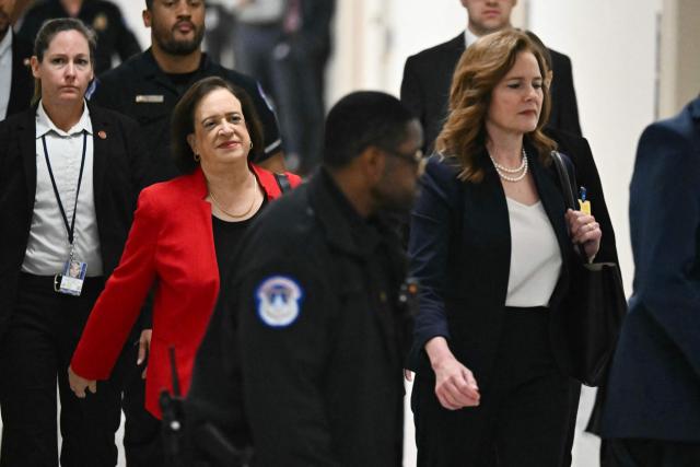US Supreme Court Justice Elena Kagan (2L) and US Supreme Court Justice Amy Coney Barrett (R) arrive to testify during a House Appropriations Subcommittee on Financial Services hearing on Capitol Hill in Washington, DC, on July 14, 2026. (Photo by Kent NISHIMURA / AFP)