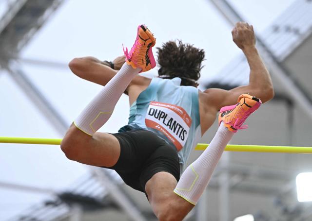 Sweden's Armand Duplantis competes during the men's pole Vault competition of the Gyulai Istvan Memorial Athletics Grand Prix in Budapest, Hungary on July 14, 2026. (Photo by Attila KISBENEDEK / AFP)