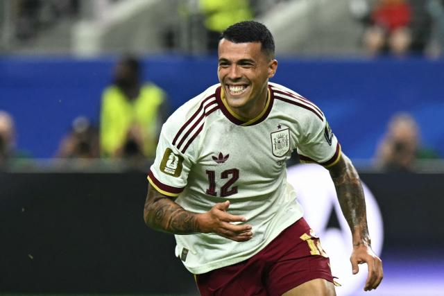 Spain's defender #12 Pedro Porro celebrates scoring his team's second goal during the 2026 World Cup football tournament semi-final match between France and Spain at the Dallas Stadium in Arlington on July 14, 2026.  (Photo by Paul ELLIS / AFP)