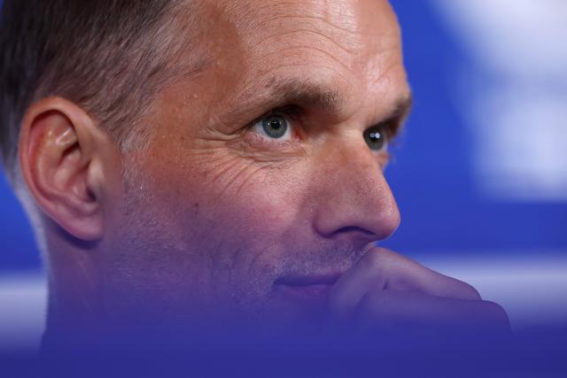 England's German head coach Thomas Tuchel gives an MD-1 press conference at the Atlanta Stadium in Atlanta on July 14, 2026, on the eve of the 2026 World Cup football tournament semi-final match between England and Argentina. (Photo by PATRICIA DE MELO MOREIRA / AFP)