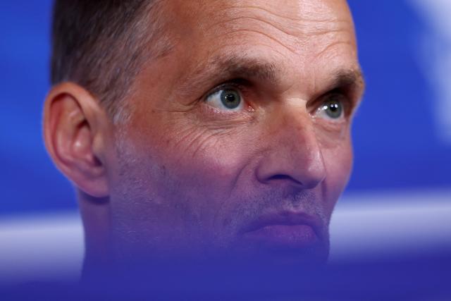 England's German head coach Thomas Tuchel gives an MD-1 press conference at the Atlanta Stadium in Atlanta on July 14, 2026, on the eve of the 2026 World Cup football tournament semi-final match between England and Argentina. (Photo by PATRICIA DE MELO MOREIRA / AFP)