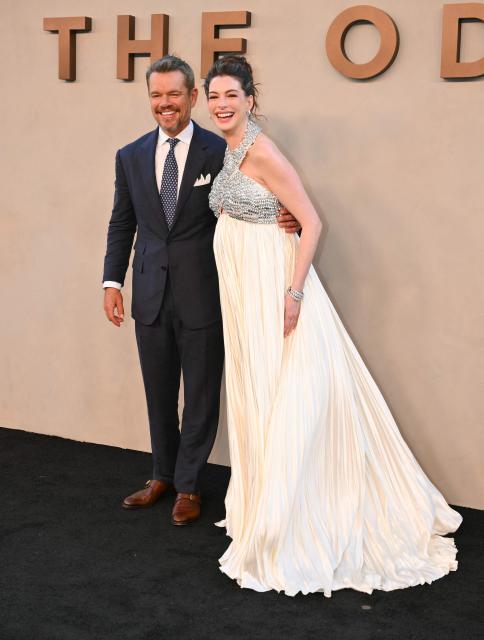 US actors Matt Damon and Anne Hathaway attend "The Odyssey" premiere at the AMC Lincoln Square in New York on July 14, 2026. (Photo by ANGELA WEISS / AFP)
