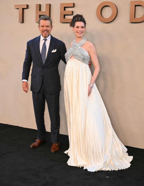 US actors Matt Damon and Anne Hathaway attend "The Odyssey" premiere at the AMC Lincoln Square in New York on July 14, 2026. (Photo by ANGELA WEISS / AFP)