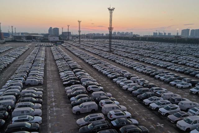 Chinese-made Volvo cars are seen before being loaded onto ships for export at the port in Nanjing, in China’s eastern Jiangsu province on July 15, 2026. (Photo by CN-STR / AFP) / China OUT