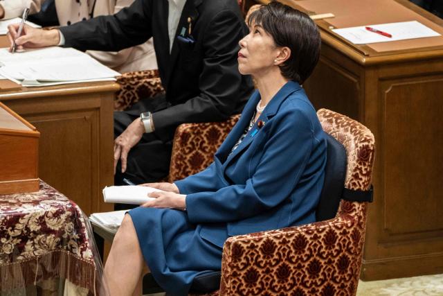 Japan's Prime Minister Sanae Takaichi attends the joint meeting of the committees of both houses on fundamental national policies at the National Diet in Tokyo on July 15, 2026. (Photo by Yuichi YAMAZAKI / AFP)